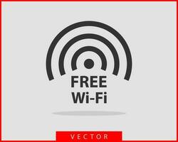 icono de wi-fi gratis. símbolo de vector wifi de zona de conexión. señal de ondas de radio.