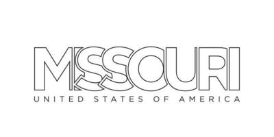 Misuri, Estados Unidos tipografía eslogan diseño. America logo con gráfico ciudad letras para impresión y web. vector