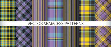 Set texture vector plaid. Seamless background textile. Fabric tartan check pattern.