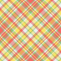 Vector check tartan of seamless fabric texture with a plaid textile background pattern.
