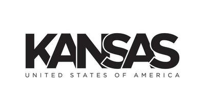 Kansas, Estados Unidos tipografía eslogan diseño. America logo con gráfico ciudad letras para impresión y web. vector