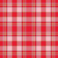 Plaid seamless pattern in red. Check fabric texture. Vector textile print.