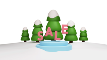 Verkauf Banner Design mit 3d Weihnachten Baum gegen Schnee png