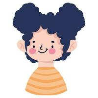 sonriente niña personaje icono aislado vector