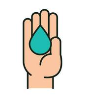 mano con agua soltar ecología icono aislado vector