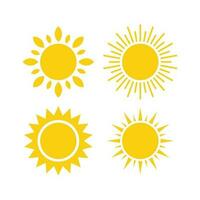 Yellow sun icon vector isolated on white background