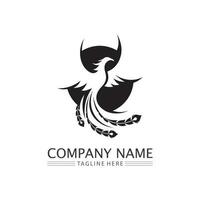 Ilustración de vector de diseño de logotipo y símbolo de ave fénix