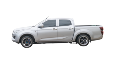 Silver bronze pickup truck with mag wheel isolated with clipping path. png