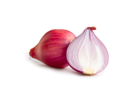 Fresh red onion bulb with half isolated with clipping path. and shadow in png file format