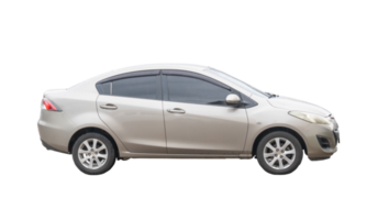 Gray sedan car in the rain isolated with clipping path in png file format.