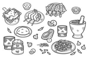 Hand Drawn Thai food collection in flat style illustration for business ideas vector