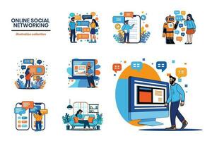 Hand Drawn Business people and social networks collection in flat style illustration for business idea vector