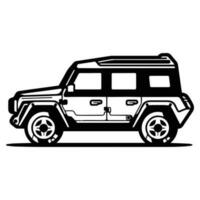 SUV car in flat line art style vector