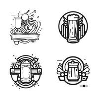 Hand Drawn vintage beer logo in flat line art style vector