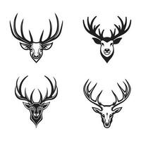 Hand Drawn vintage deer head logo in flat line art style vector