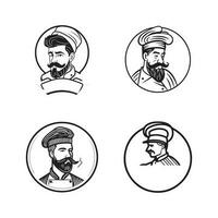 Hand Drawn vintage male chef in flat line art style vector