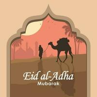 Happy Eid al-Adha square background vector