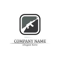 Gun logo and Army soldier sniper shot vector Design Illustration military shot revolver