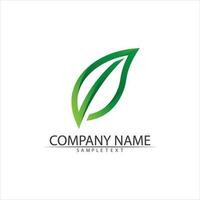 Tree leaf vector and green logo design friendly concept