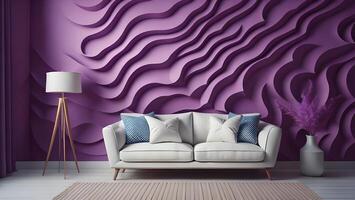 Interior of modern living room with purple wall. photo