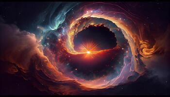 Natural phenomenon backdrop Galaxy sky glows abstractly at night , photo