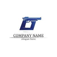 Gun logo and Army soldier sniper shot vector Design Illustration military shot revolver