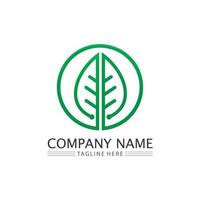 Tree leaf vector and green logo design friendly concept