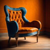 Vintage armchair in the interior of the room. photo