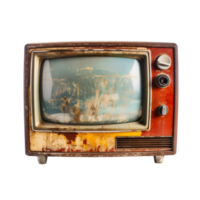 Old TV isolated on transparent background, created with generative AI png