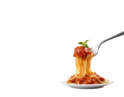 Spaghetti rolled on fork on transparent background, created with generative AI png