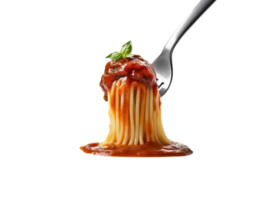 spaghetti lanciato su forchetta su trasparente sfondo, creato con generativo ai png