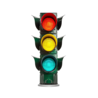 Front view at traffic lights isolated on transparent background, created with png