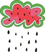 Watermelon Cloud and Rain Falling Water Drop Illustration Graphic Element vector