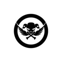 Crossbones death skull, danger or poison flat icon for apps and websites vector