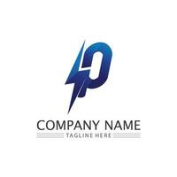 the power vector, flash ogo and thunderbolt and icon electricity illustration template design vector