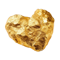 Herz geformt Gold Nugget isoliert auf transparent Hintergrund, erstellt mit generativ ai png