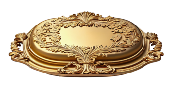 Vintage gold tray isolated on transparent background, created with generative AI png