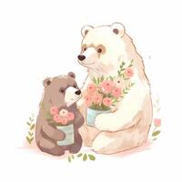 heartwarming mother bear and her kids Illustration photo