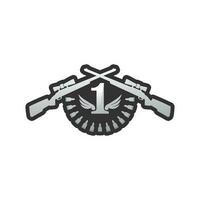 logotipo de pistola y soldado del ejército tiro de francotirador ilustración de diseño vectorial tiro militar revólver vector