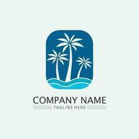 Palm tree summer logo template vector