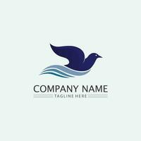 Birds and swallow dove logo design and vector animal wings and flying bird