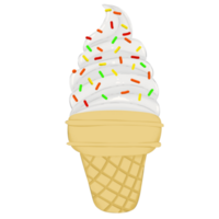 Vanilla ice ice cream cone sprinkled with colorful sugar beads png