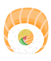 Salmon sushi rolls japanese food. piece fish tuna salmon with rice. Healthy fat seafood, omega 3 food. Cartoon illustration png