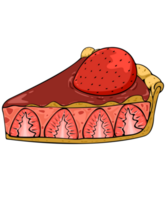 Pie with strawberry and jam on top Stuffing with strawberries and whipped cream in pink color. bakery menu, logo png