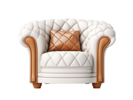 Single seat leather armchair with pillow png