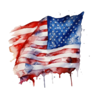 Aquarell amerikanisch Flagge zum Unabhängigkeit Tag ai generativ png