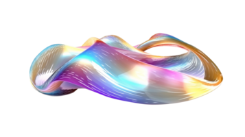 3D Wave Shape in Abstract Iridescent Art png