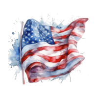 Watercolor american flag for independence day isolated png