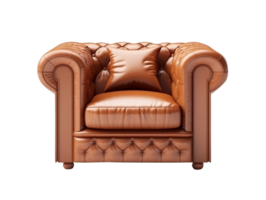 Single seat luxury leather armchair with pillow png