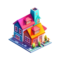 colorida isométrico casa, transparente casa ilustração ai generativo png